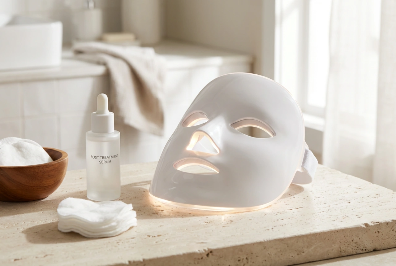 Máscara de LED facial: ajustes de tempo e cuidados pós-uso