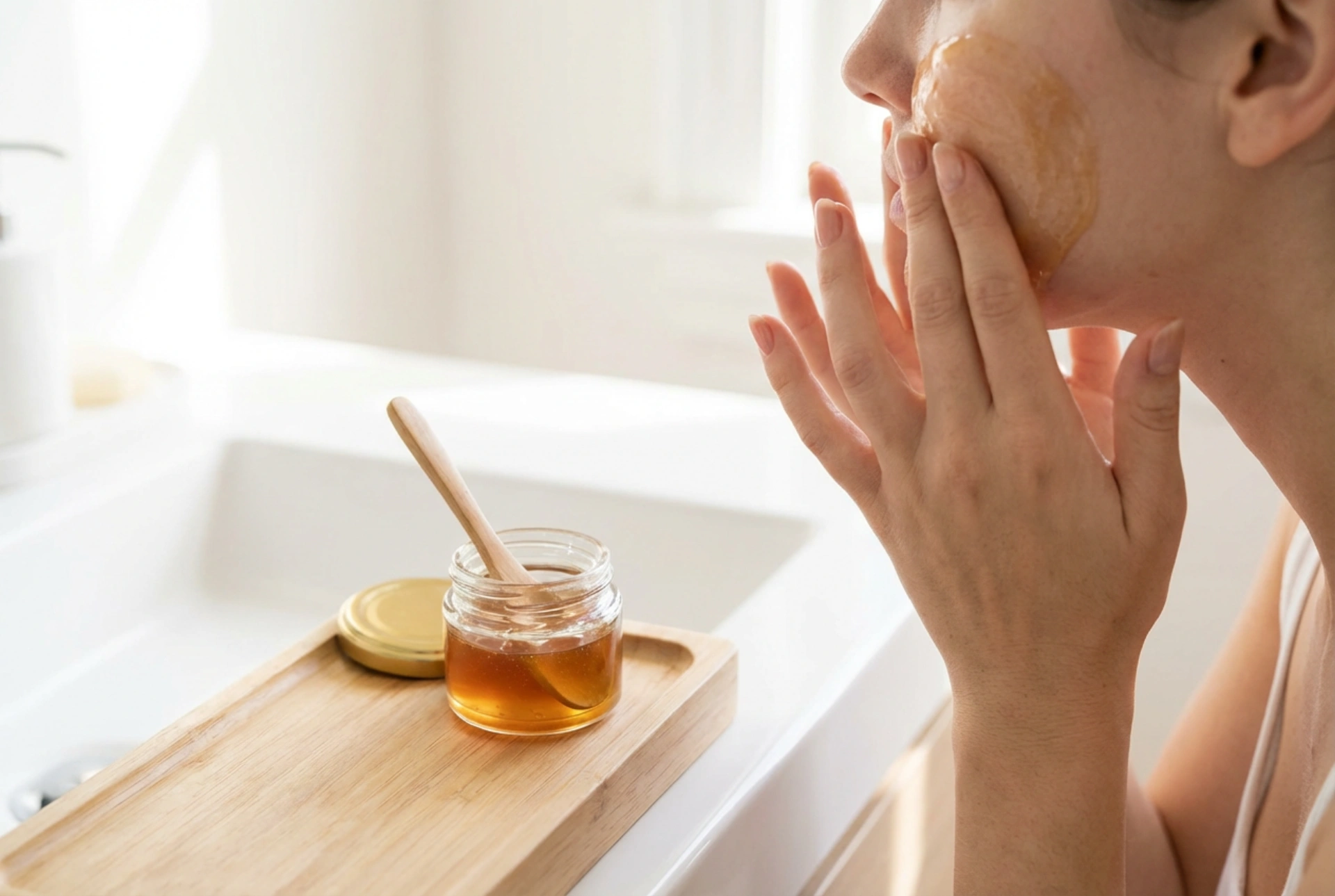 Máscara de mel para rugas: aplicação delicada e massagem na pele
