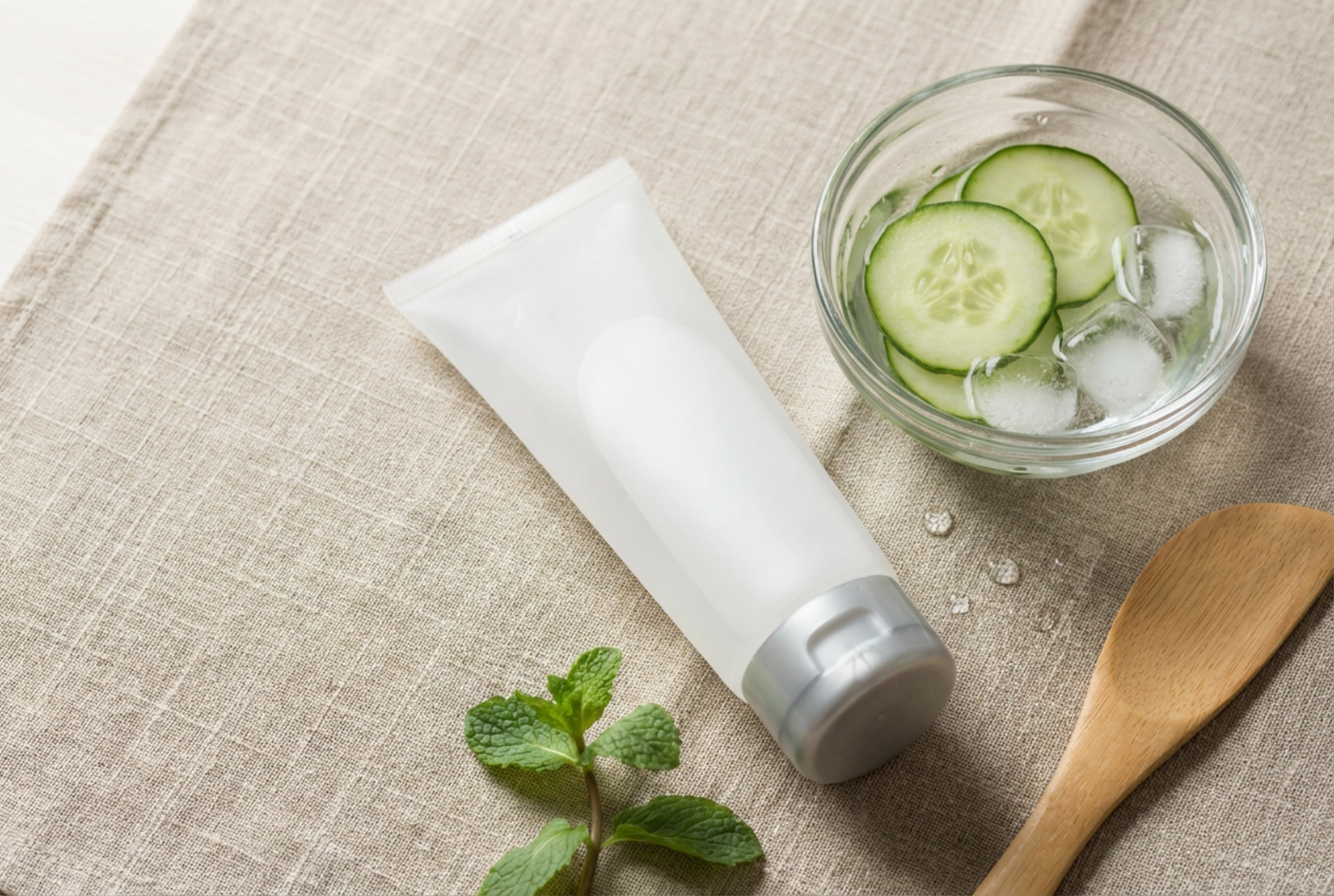 Máscara facial refrescante: alívio pós-sol, tempo de ação e higiene