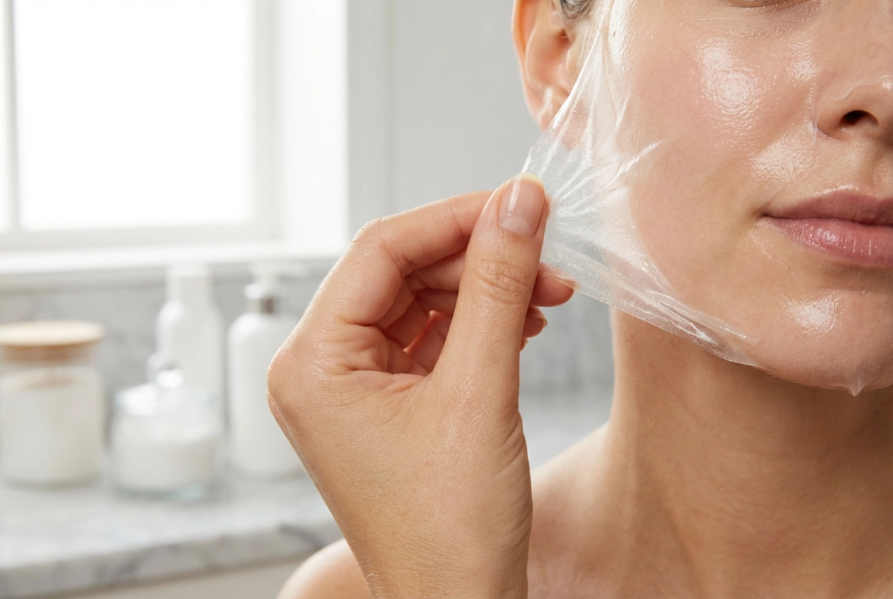 Máscara peel-off: camada uniforme, secagem e remoção sem dor