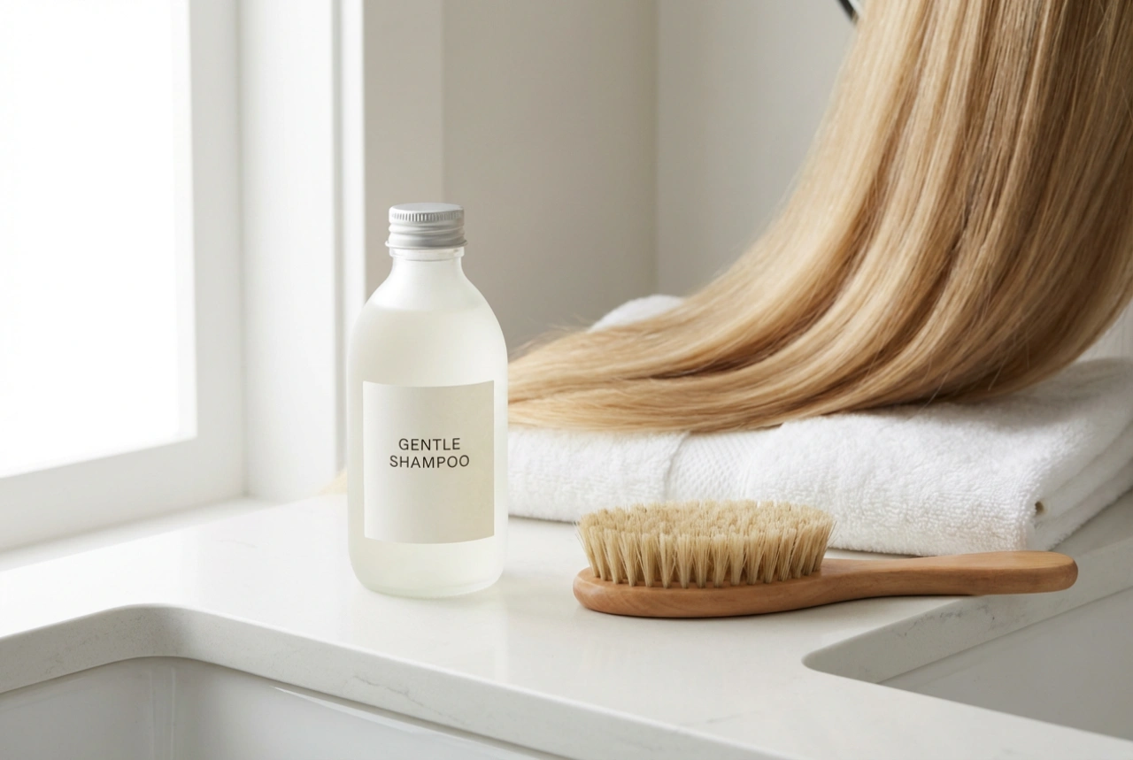 Após o tratamento de queratina: shampoo pós-queratina e limpeza suave