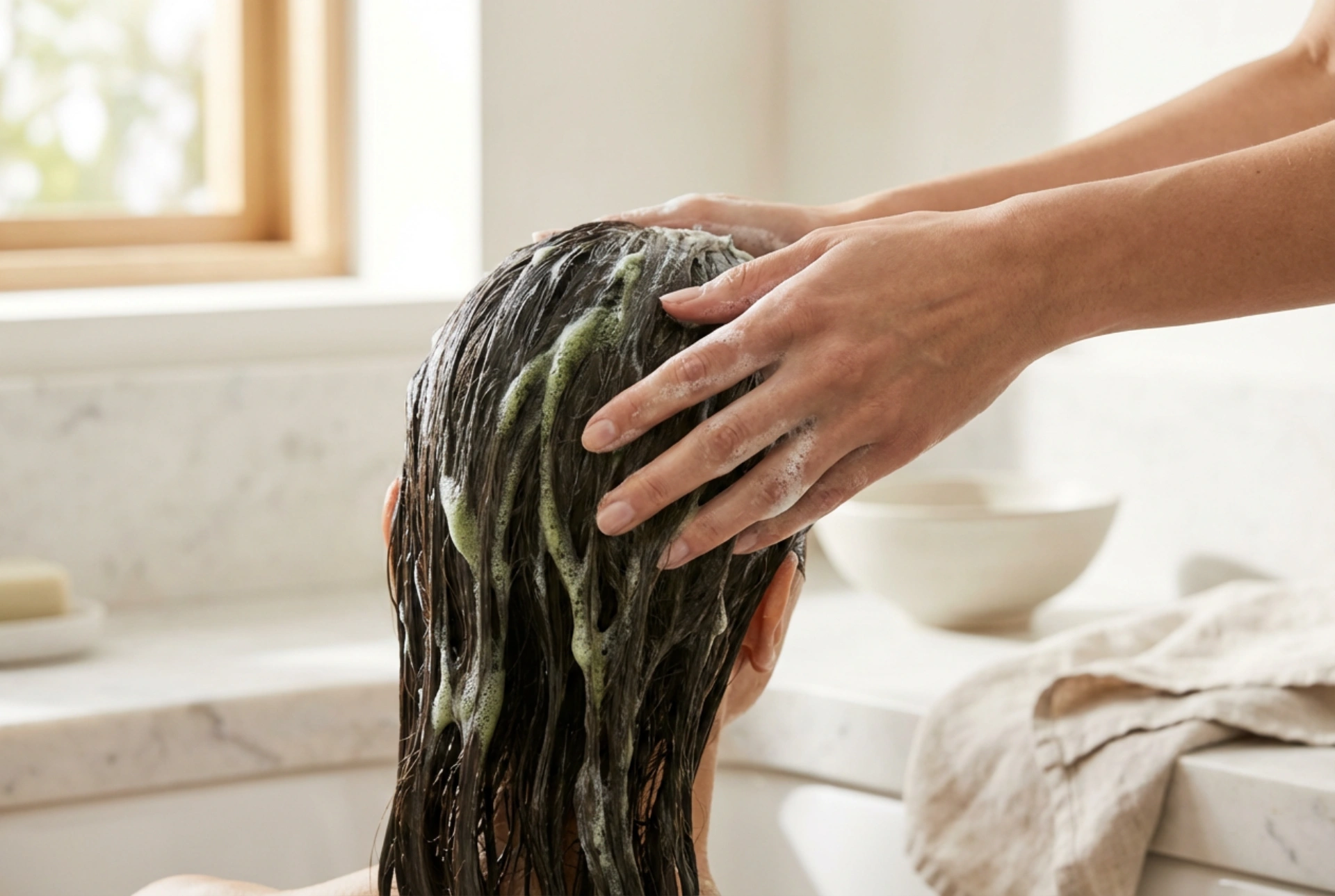 Shampoo verde para neutralizar o tom avermelhado: escolha e técnica de lavagem