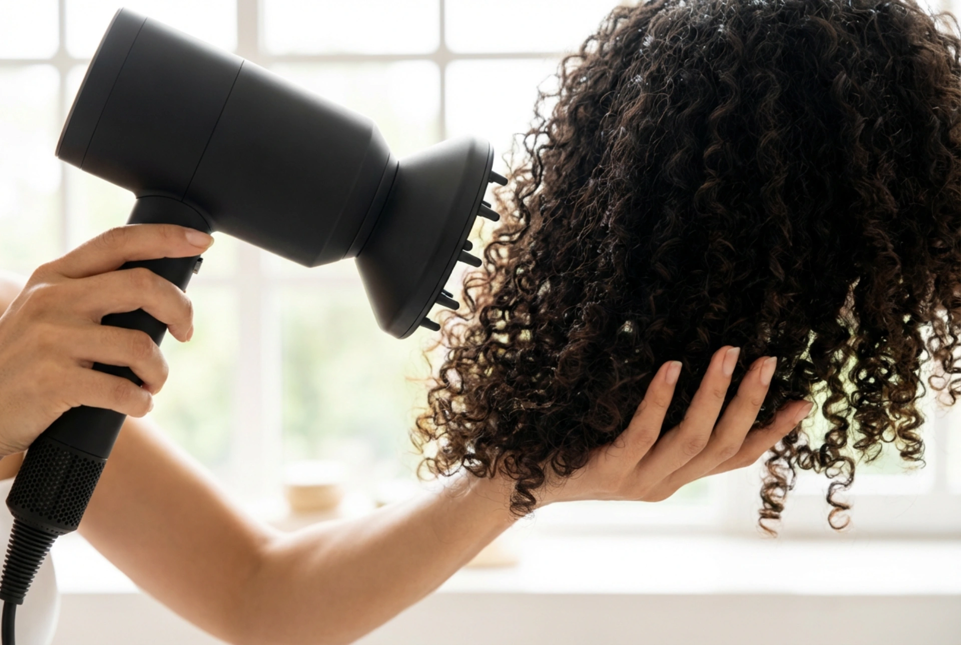 Penteado para cabelo cacheado: definição dos cachos, camadas e secagem com difusor