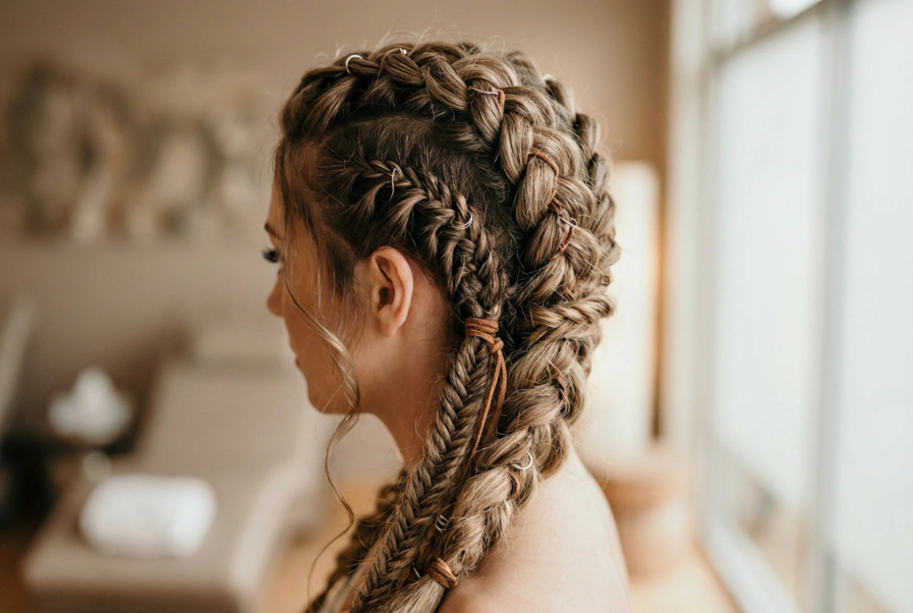 Penteado viking para mulheres: tranças, seções e textura passo a passo