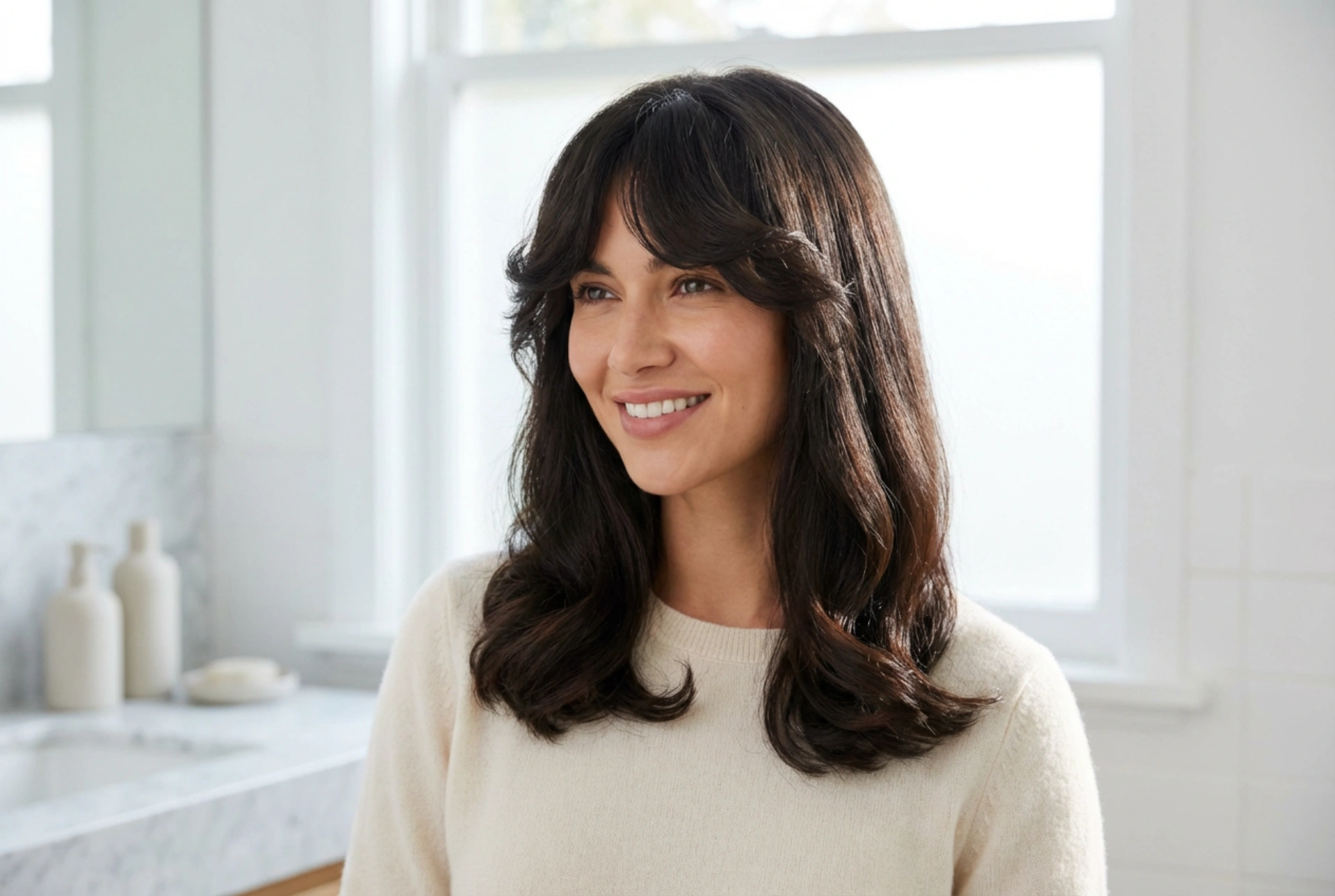 Como domar um penteado com franja: modelagem e volume