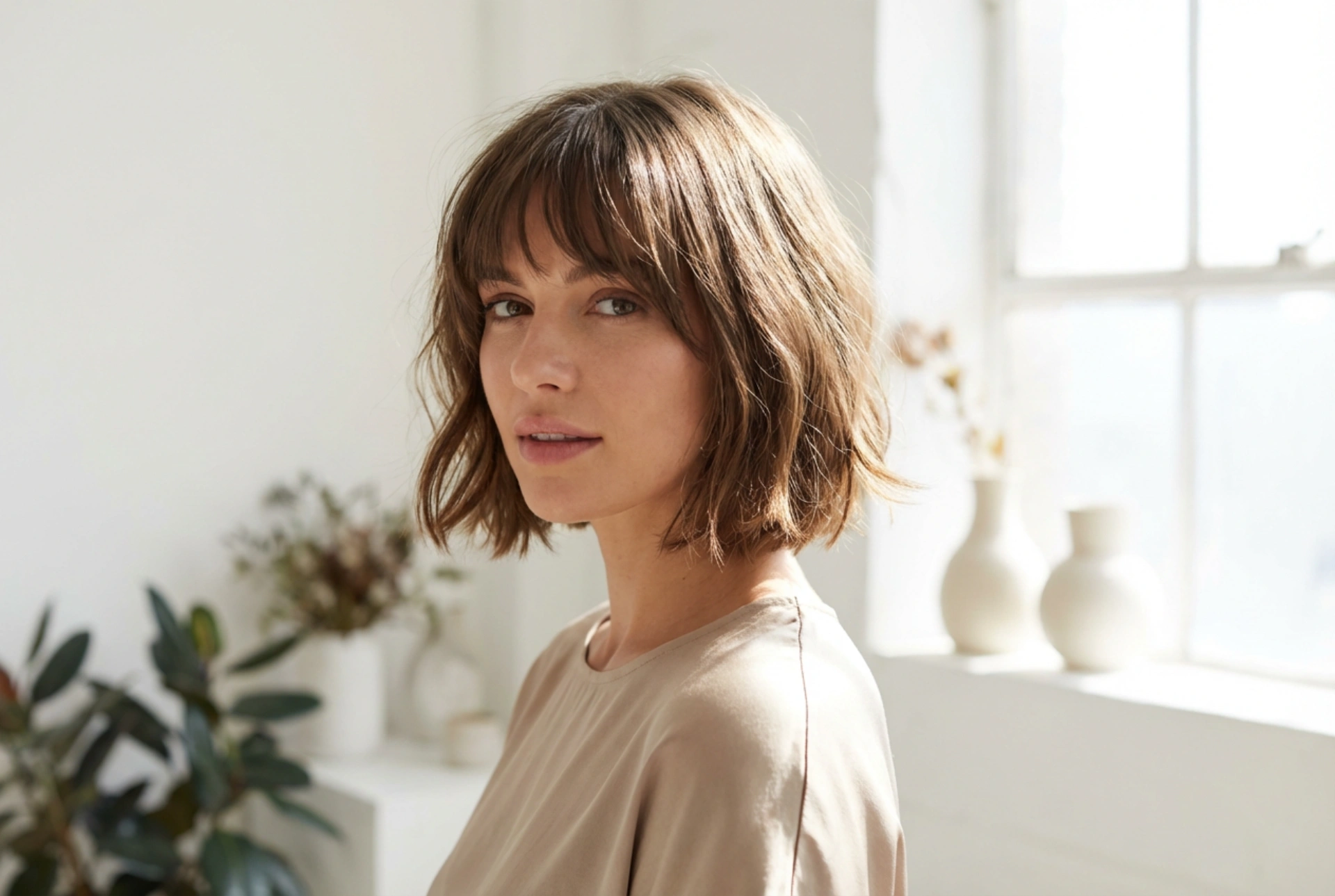 Melhor com franja: cortes de cabelo médios a curtos com franja e volume