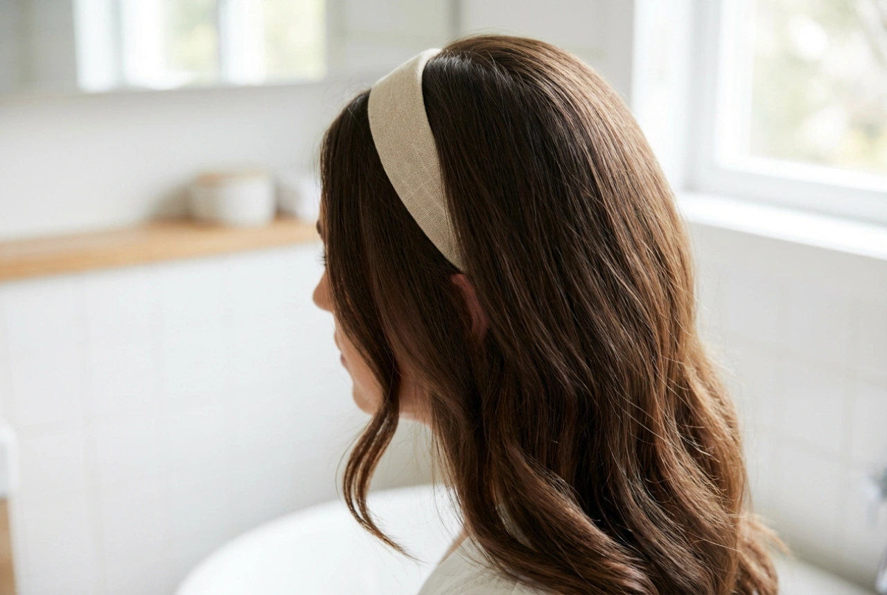 Penteado sem franja: volume na raiz, risca e tiara