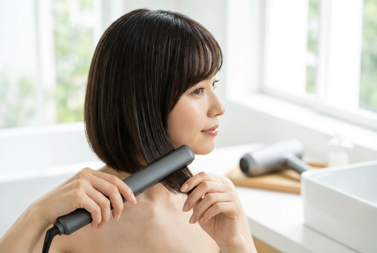 Corte bob com franja lateral: secagem, alisamento e finalização