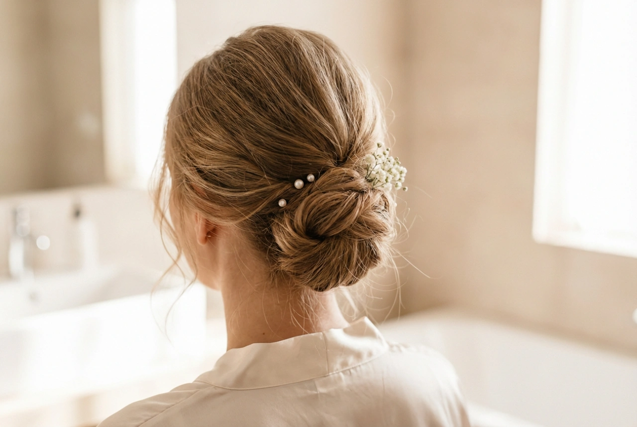 Mechas delicadas, grande efeito: penteado de casamento para cabelos finos