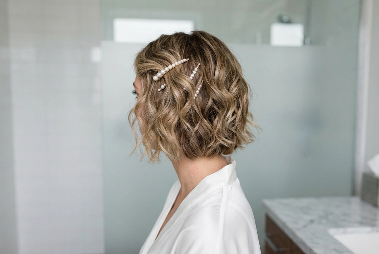 Acessórios e Textura: Penteado de Casamento para Cabelo Curto