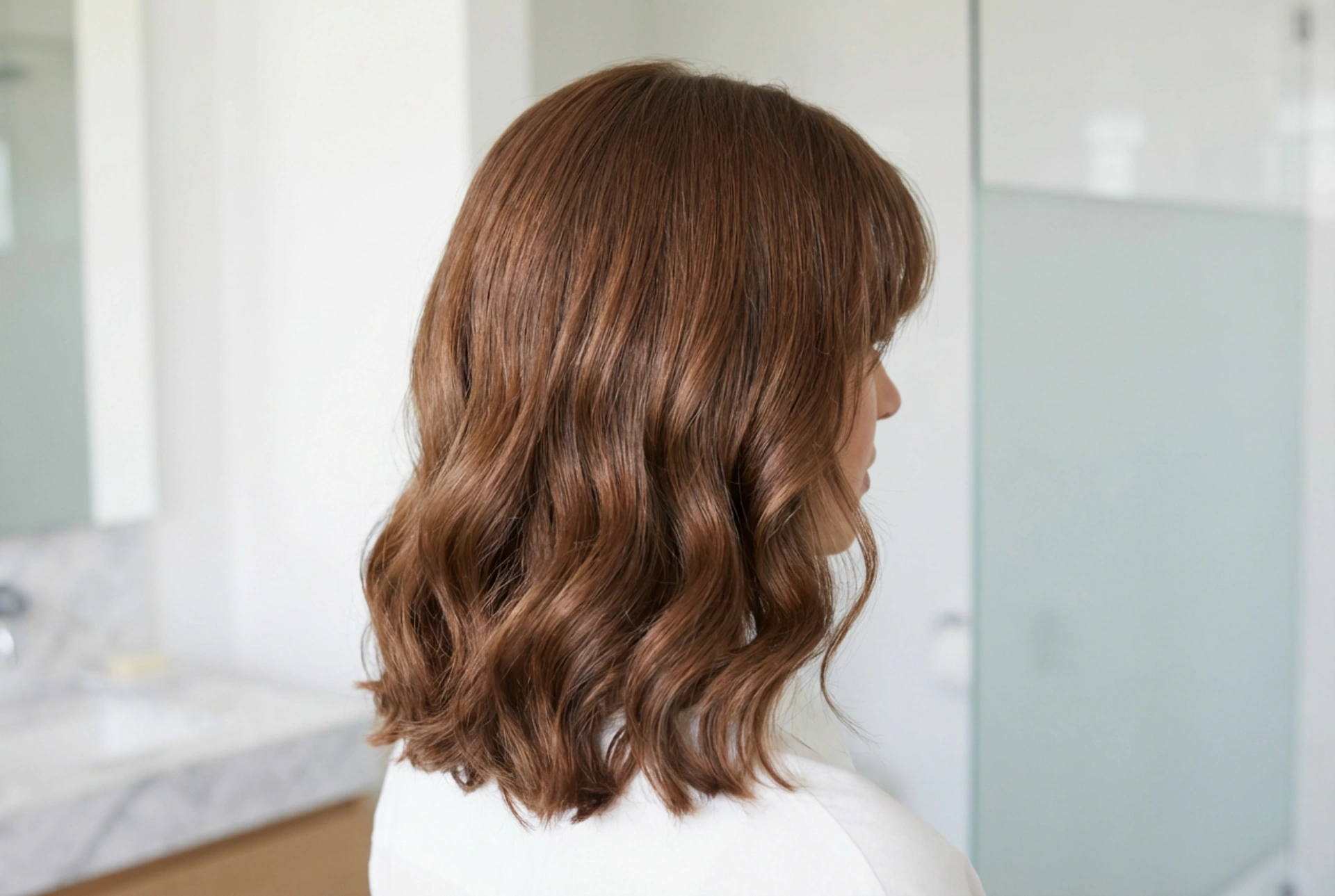 Cabelo na altura dos ombros com franja: um penteado com volume e ondas suaves
