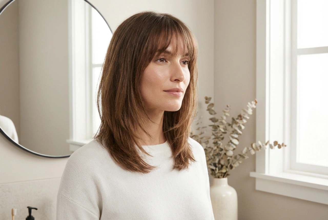 Traços finos e testa alta: penteados para um rosto alongado com testa alta