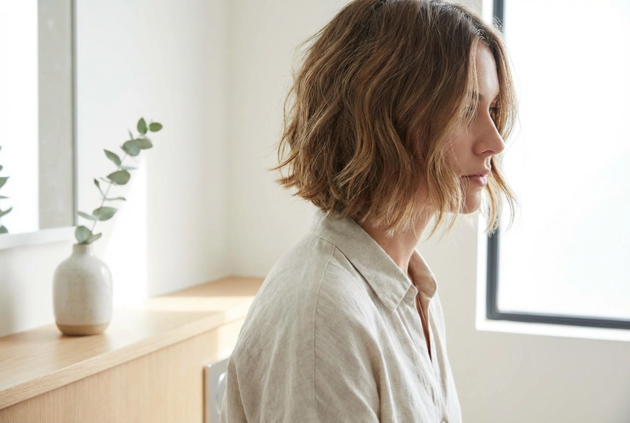 Penteados em camadas na altura da orelha: estilização de camadas curtas passo a passo