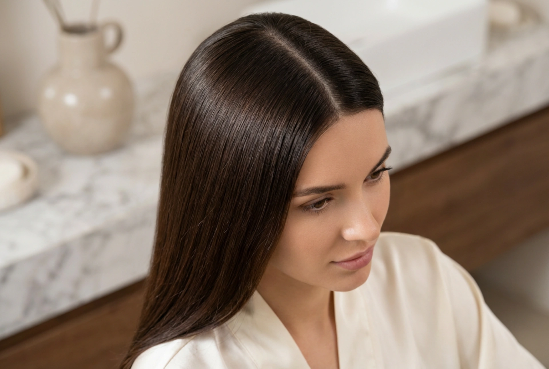 Penteados com risca: no meio, de lado e em ziguezague sem fios arrepiados