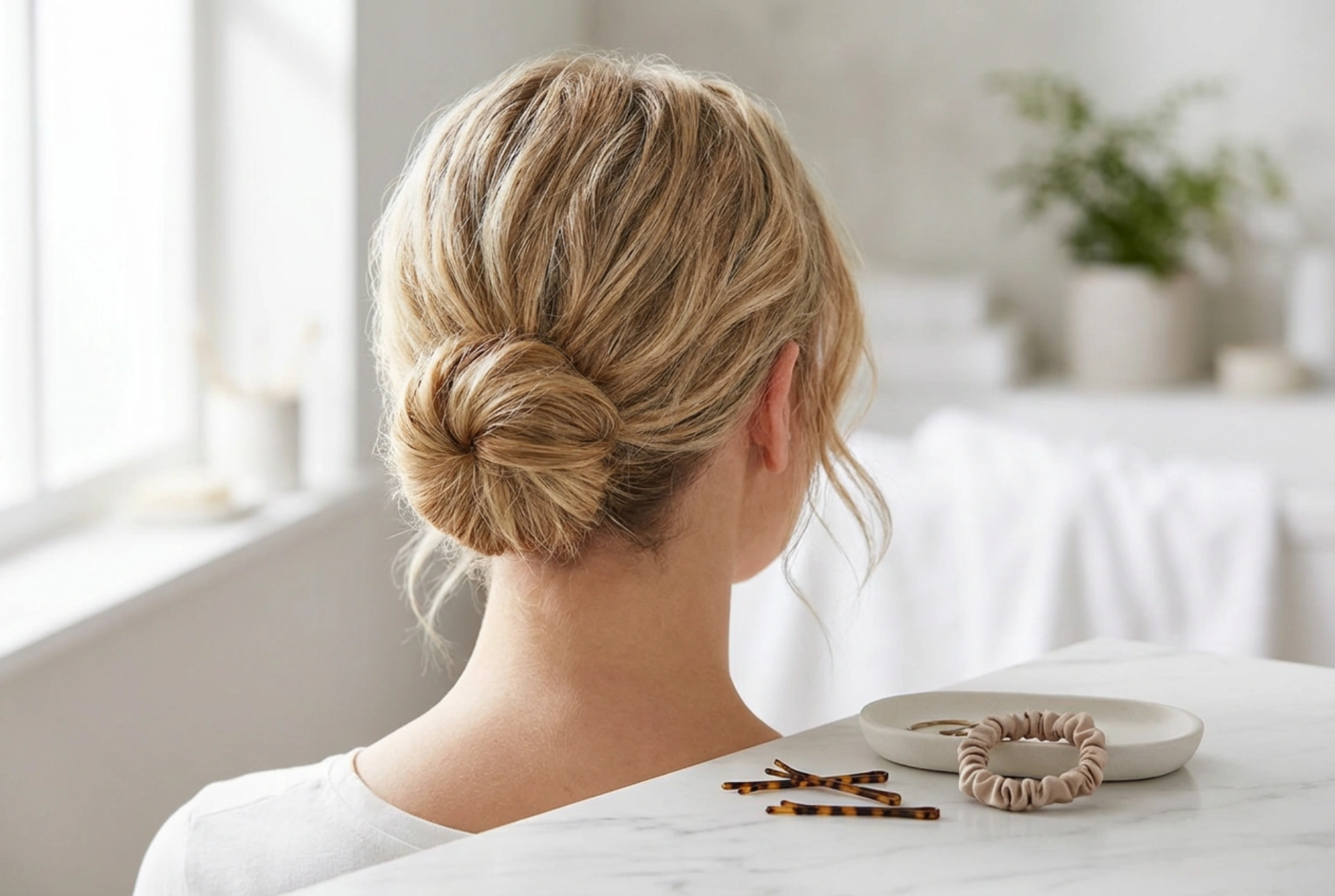 Penaos sevel ur chignon gant blev berr: 4 hentenn simpl