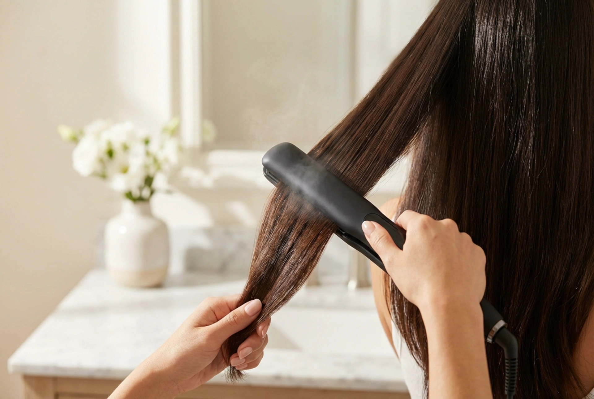 Prancha a vapor: alisamento suave e proteção das pontas
