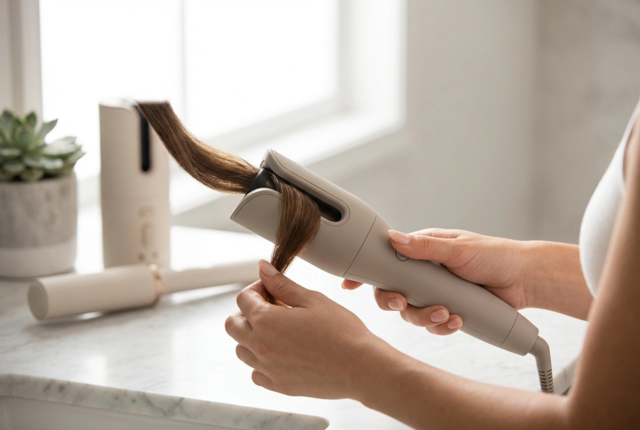 Modelador de cachos automático: uso seguro e cachos uniformes