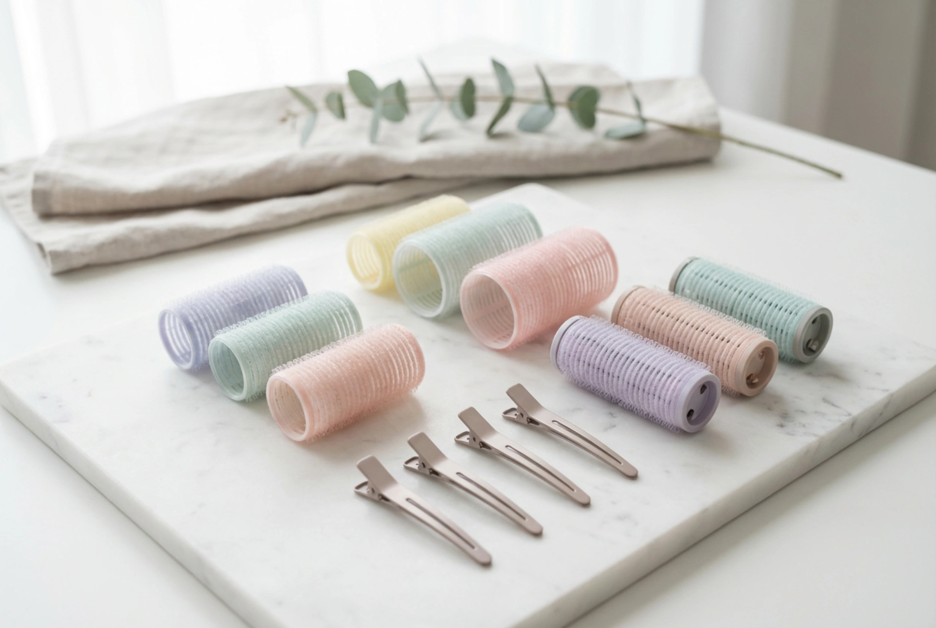 Rolos de cabelo com clipes: aplicação rápida e fixação segura