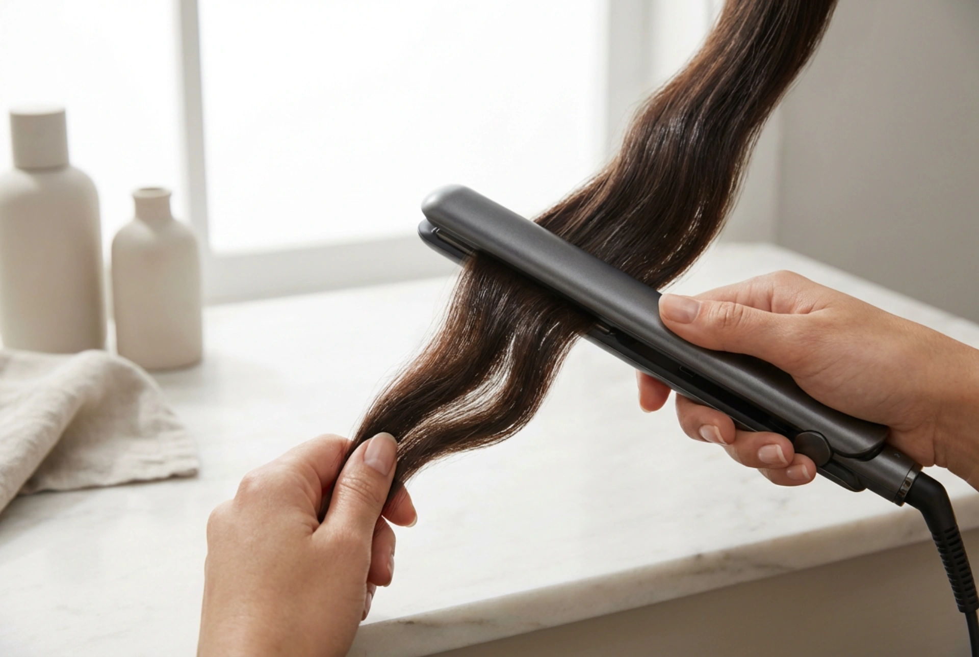 Ondas desconectadas com chapinha: divisão, modelagem e resfriamento das mechas