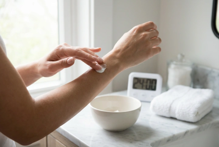 Creme depilatório: teste de sensibilidade, tempo de ação e remoção