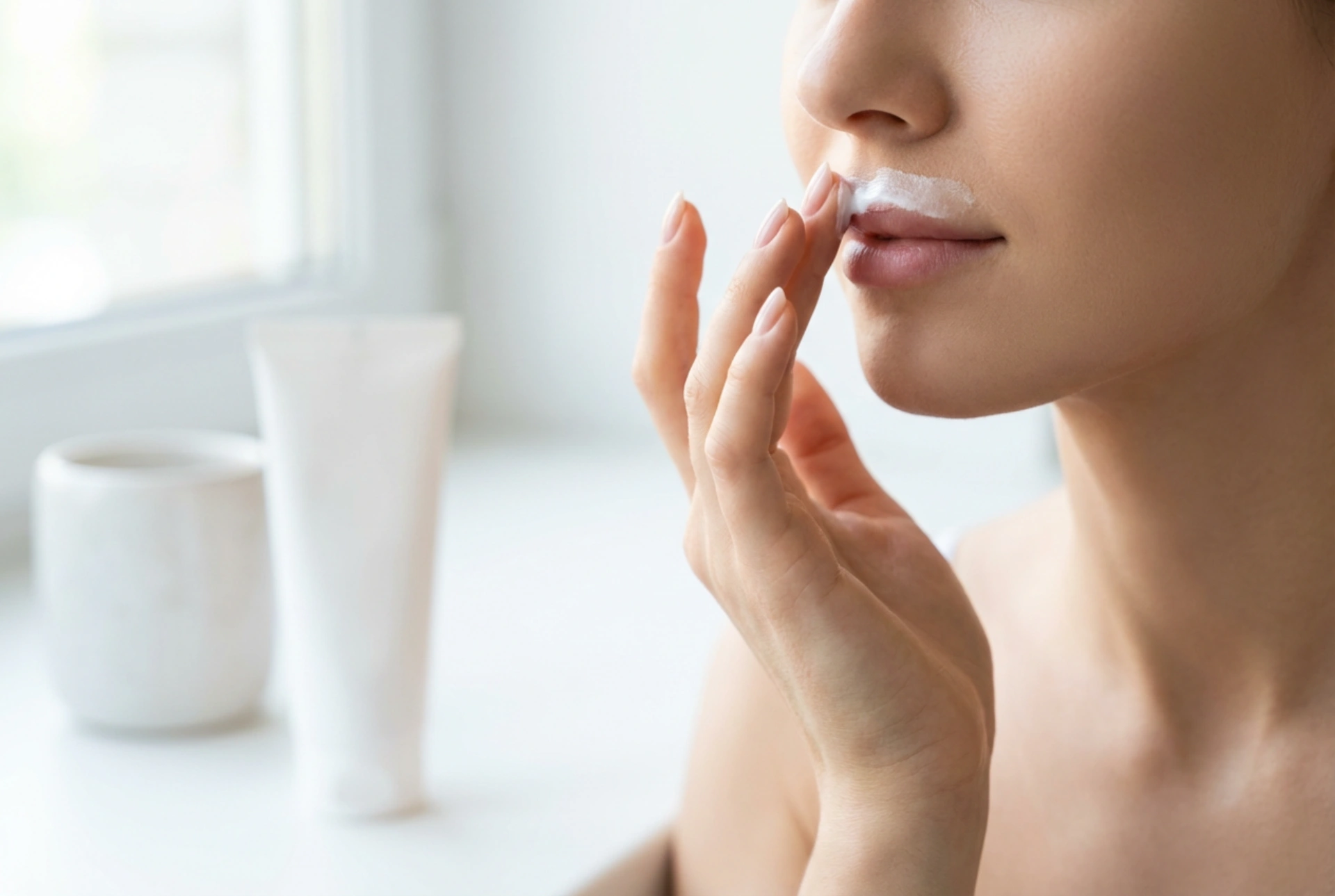 Creme depilatório para o buço: aplicação delicada acima dos lábios e remoção