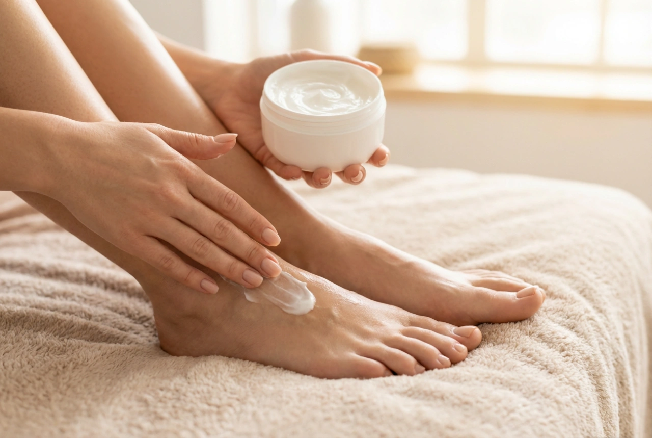 Creme para pés secos: tratamento noturno, oclusão e cuidados diários