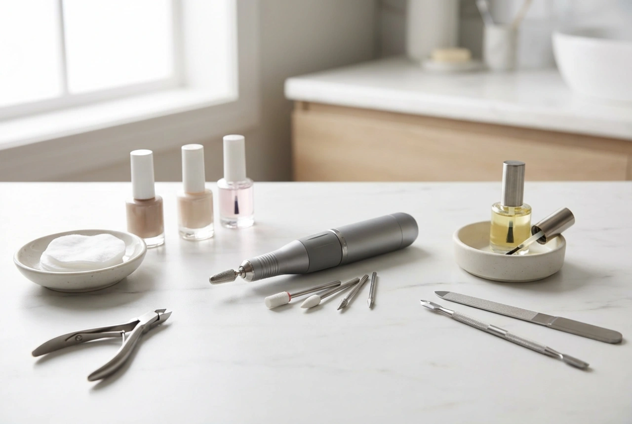 Kit para fazer unhas com lixadeira elétrica: acessórios e regras para trabalhar em casa