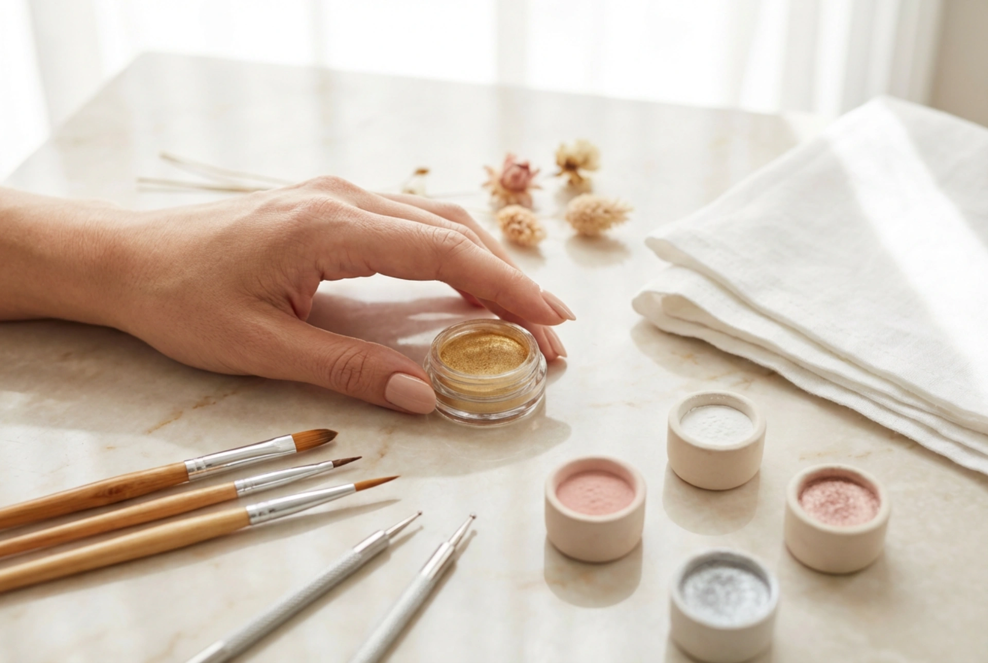 Kit de Nail Art: Pincéis, Boleadores, Pós e Suas Aplicações