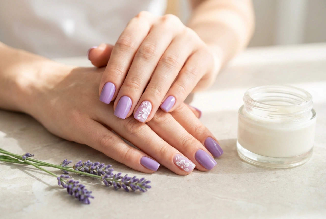 Unhas lavanda: como conquistar uma cor uniforme e adicionar uma decoração sutil