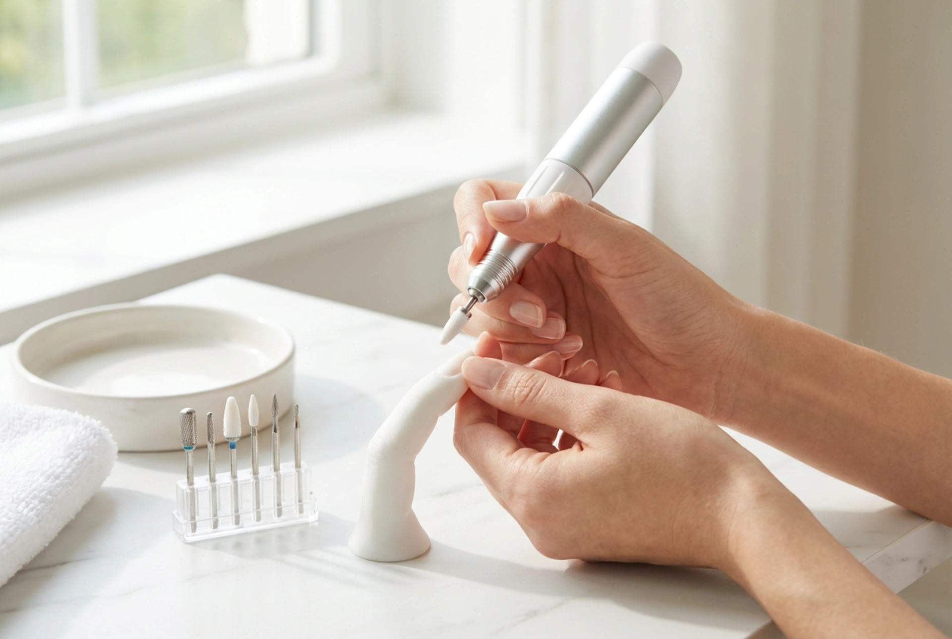 Kit inicial: lixadeira de unhas com brocas e primeiros exercícios