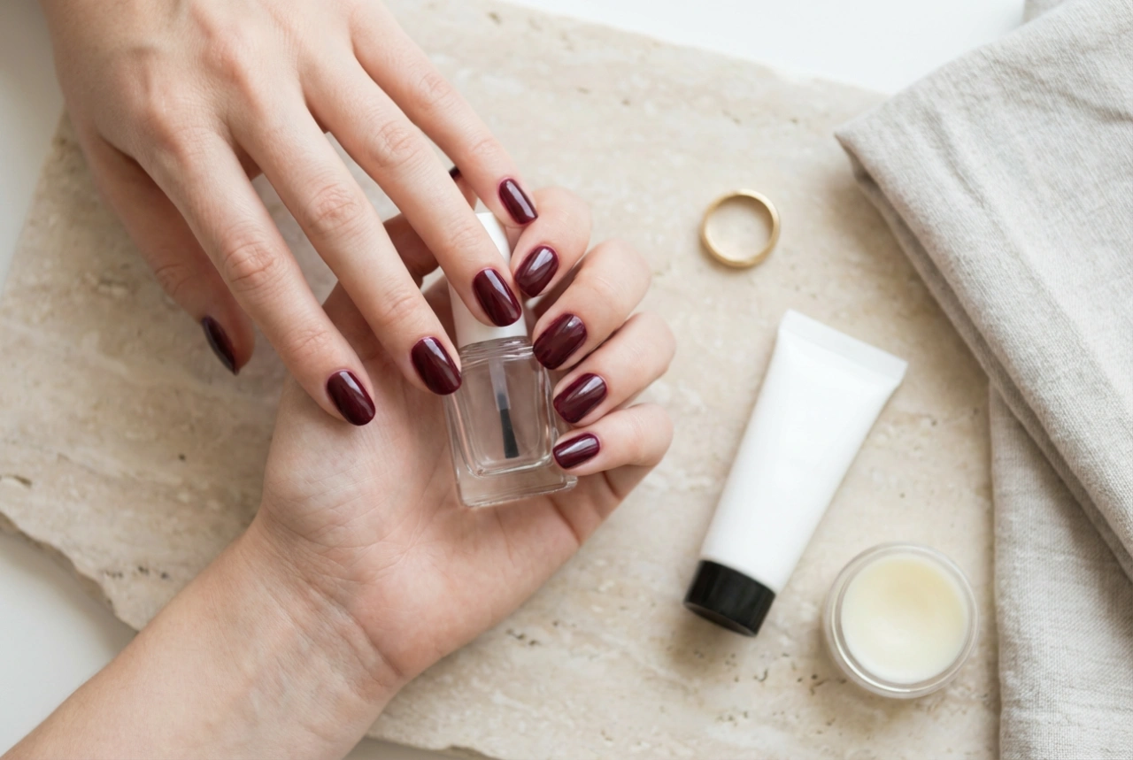 Unhas bordô elegantes: escolha do tom, esmaltação e cuidados