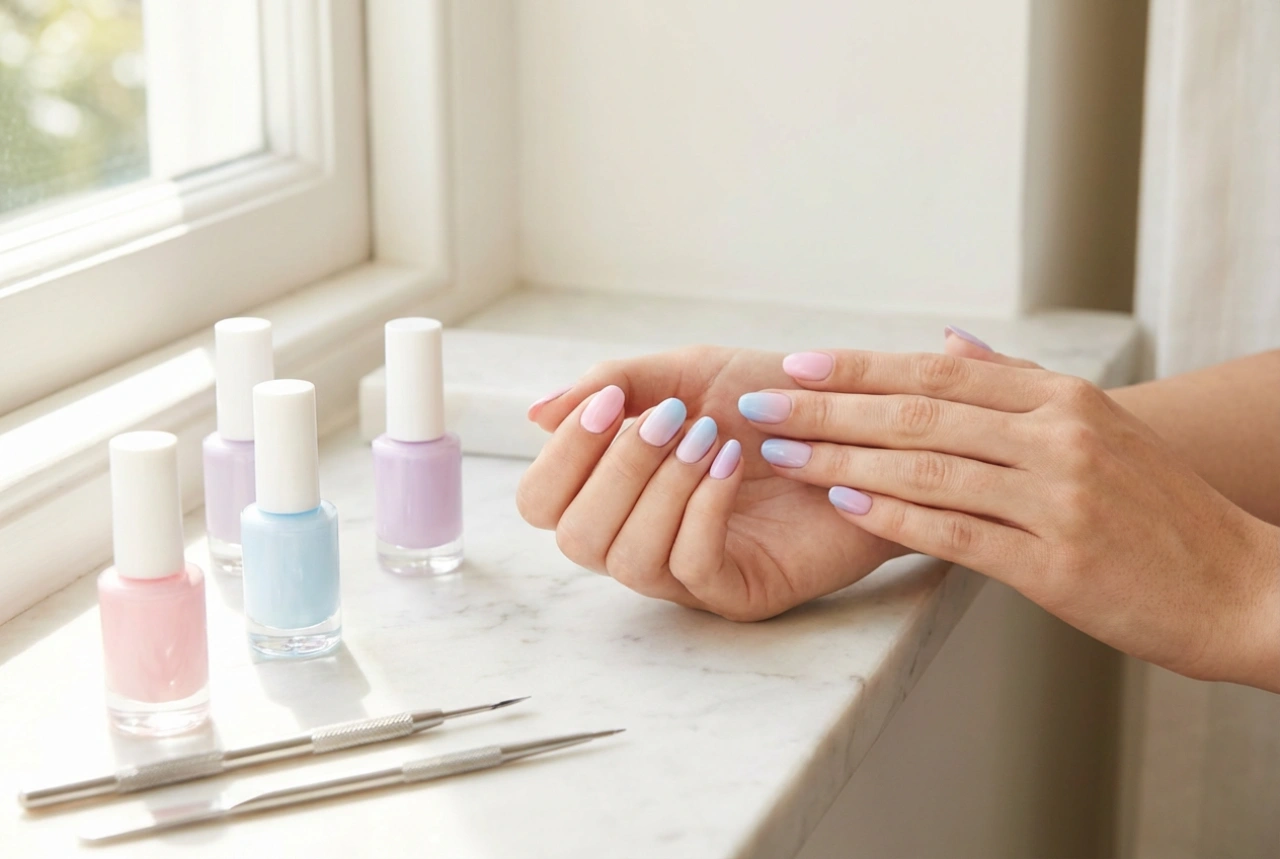 Unhas pastel sem manchas: aplicação opaca e combinação de cores