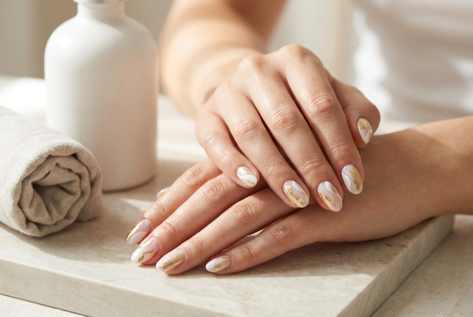 Unhas brancas e douradas: decorações elegantes e técnicas comprovadas
