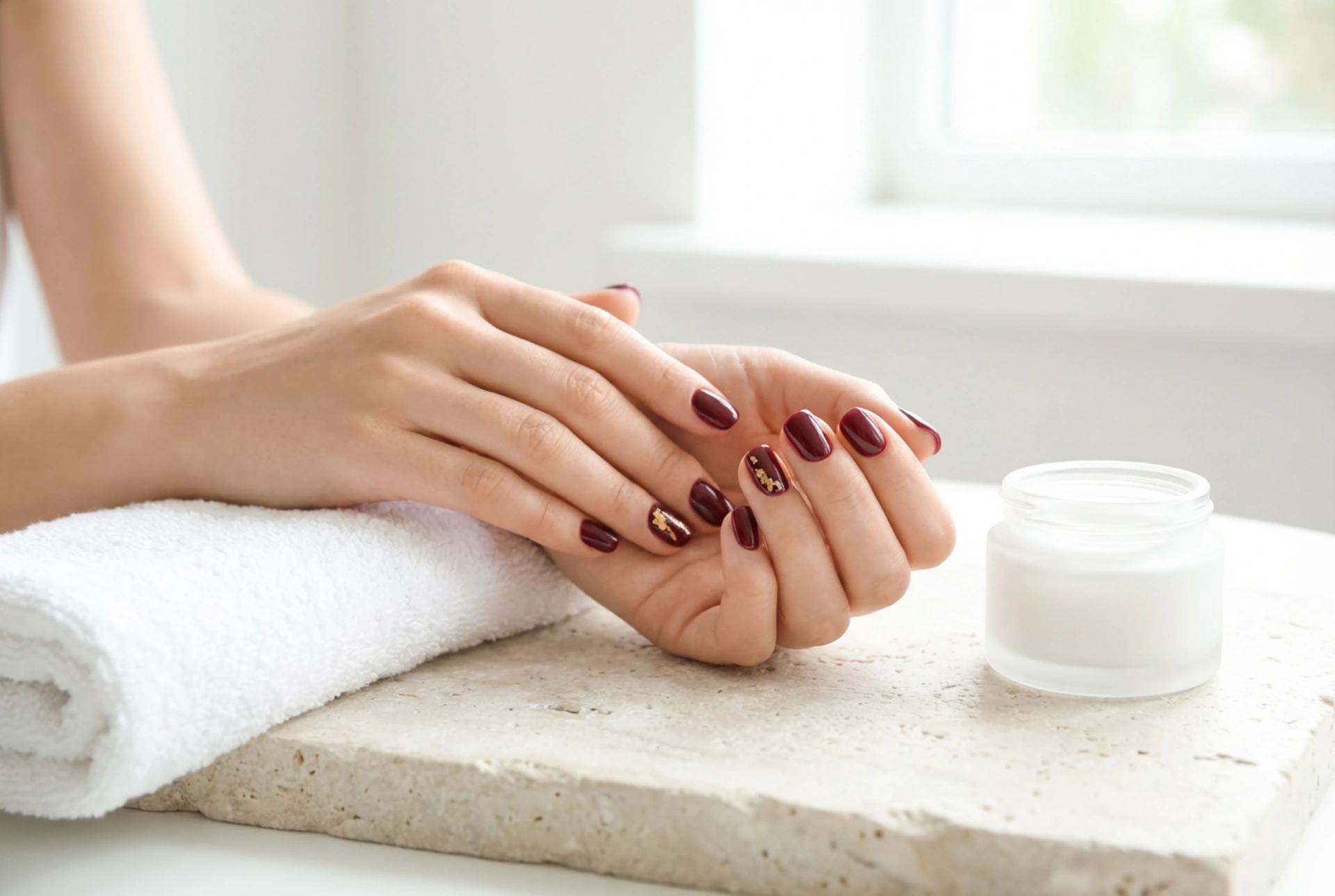 Unhas bordô e douradas: um duo elegante em 5 passos simples