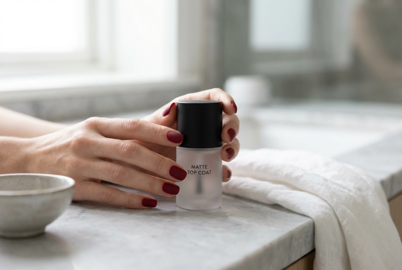 Unhas vermelhas foscas sem desgaste: o segredo do top coat fosco e cuidados diários