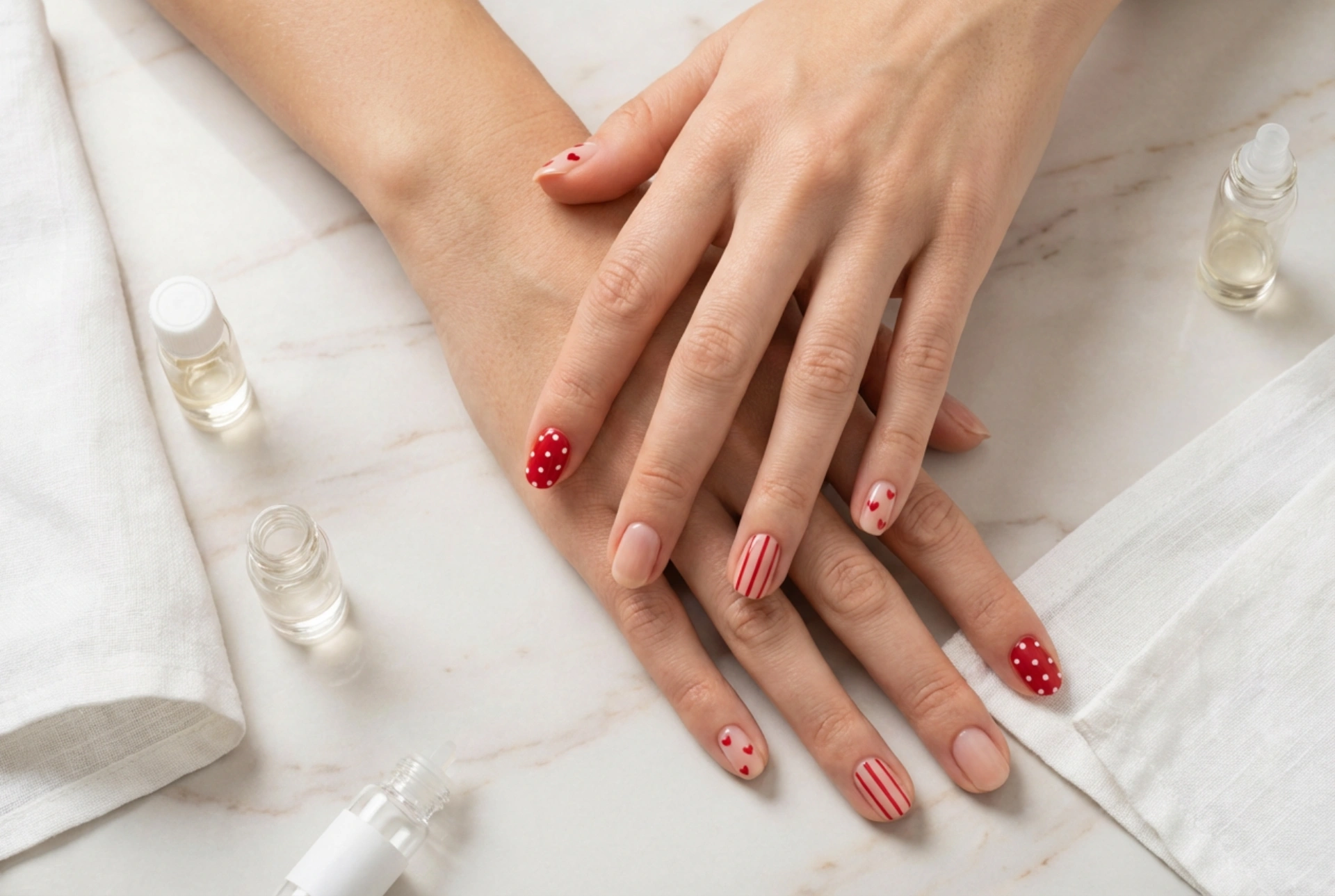 Unhas vermelhas: designs para iniciantes com bolinhas, listras e corações