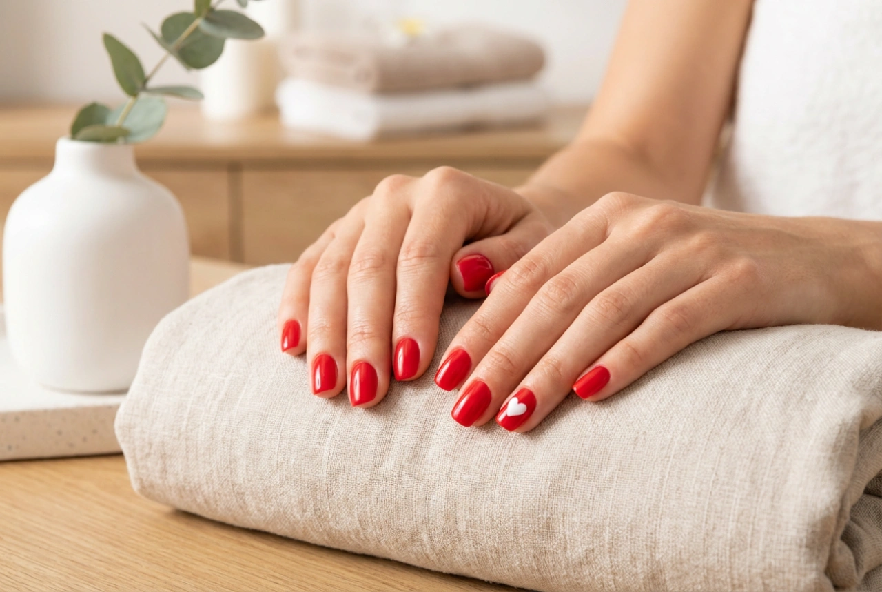 Unhas vermelhas com coração: decorações de Dia dos Namorados passo a passo