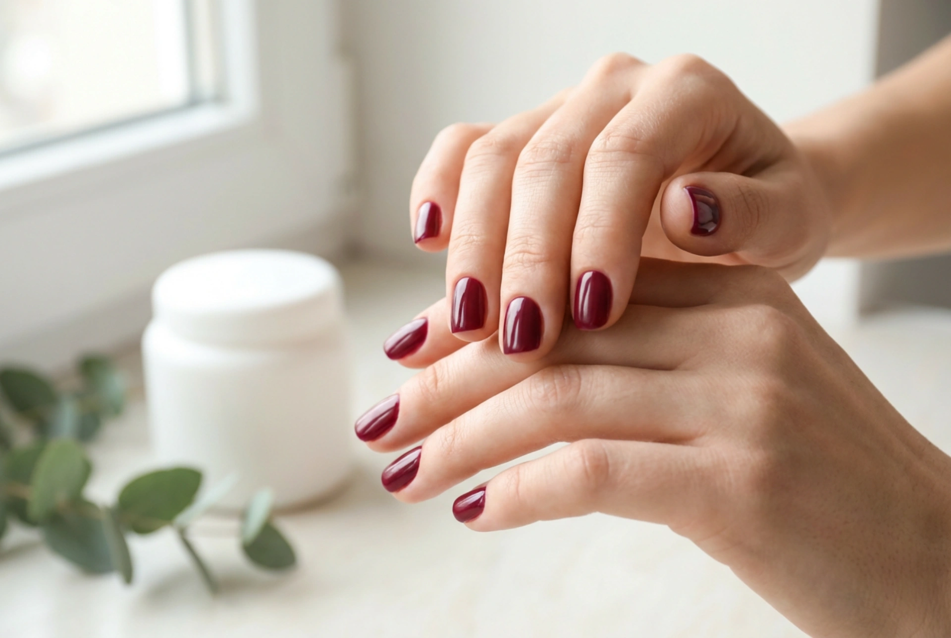 Unhas borgonha: designs curtos que afinam a mão