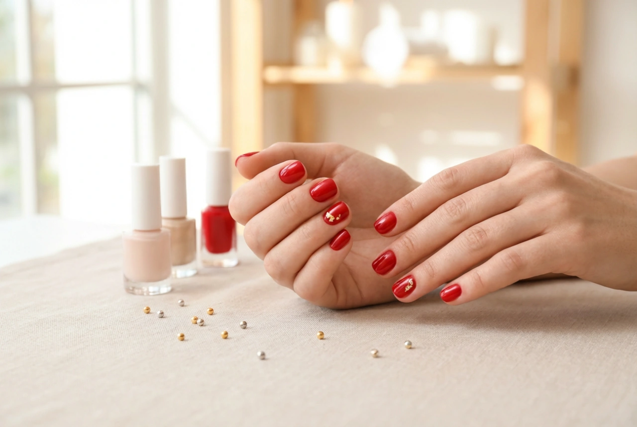 Unhas vermelhas com detalhes: quais detalhes escolher e como aplicá-los