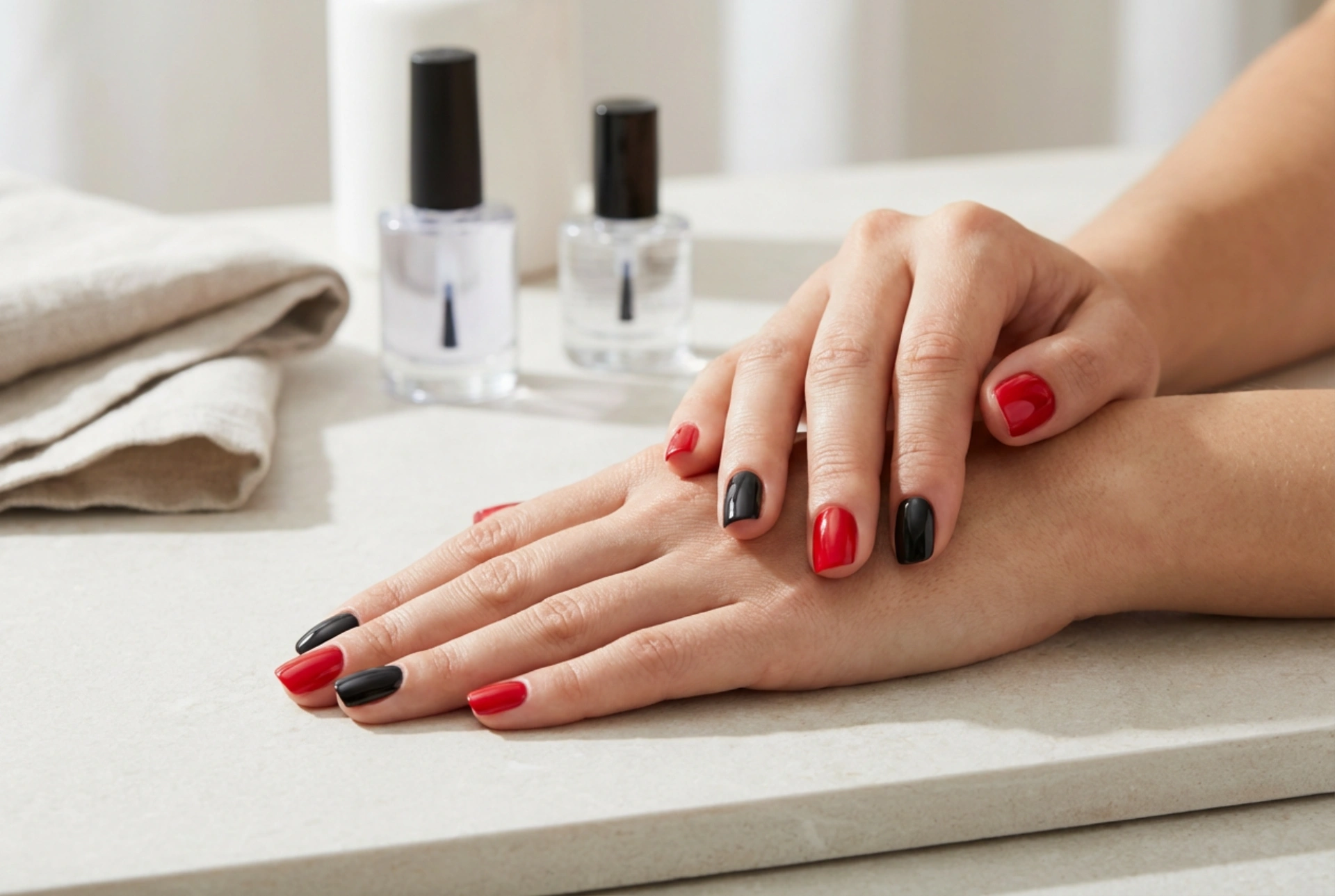 Unhas vermelhas e pretas: como combinar as cores sem que elas se misturem