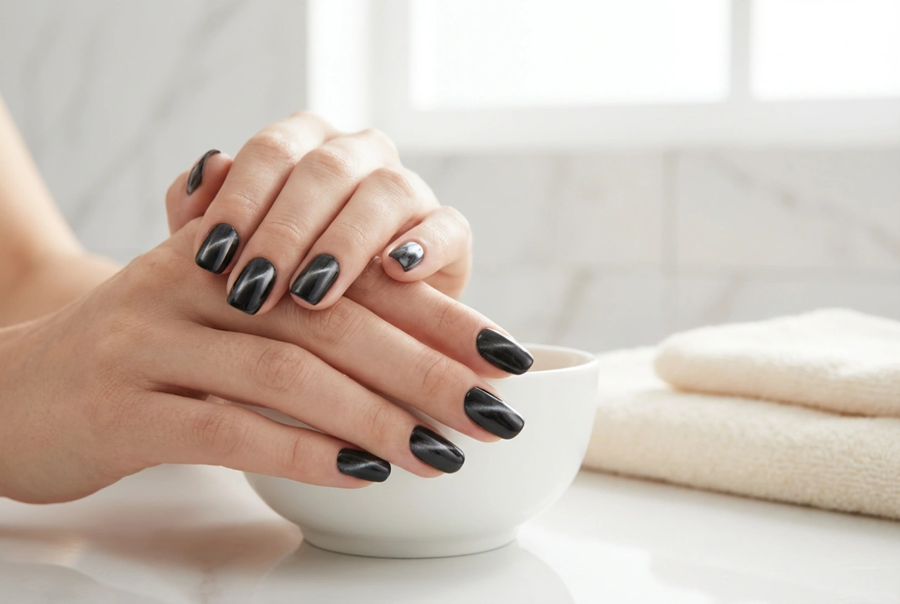 Unhas olho de gato preto: como direcionar a linha magnética e fixar o efeito