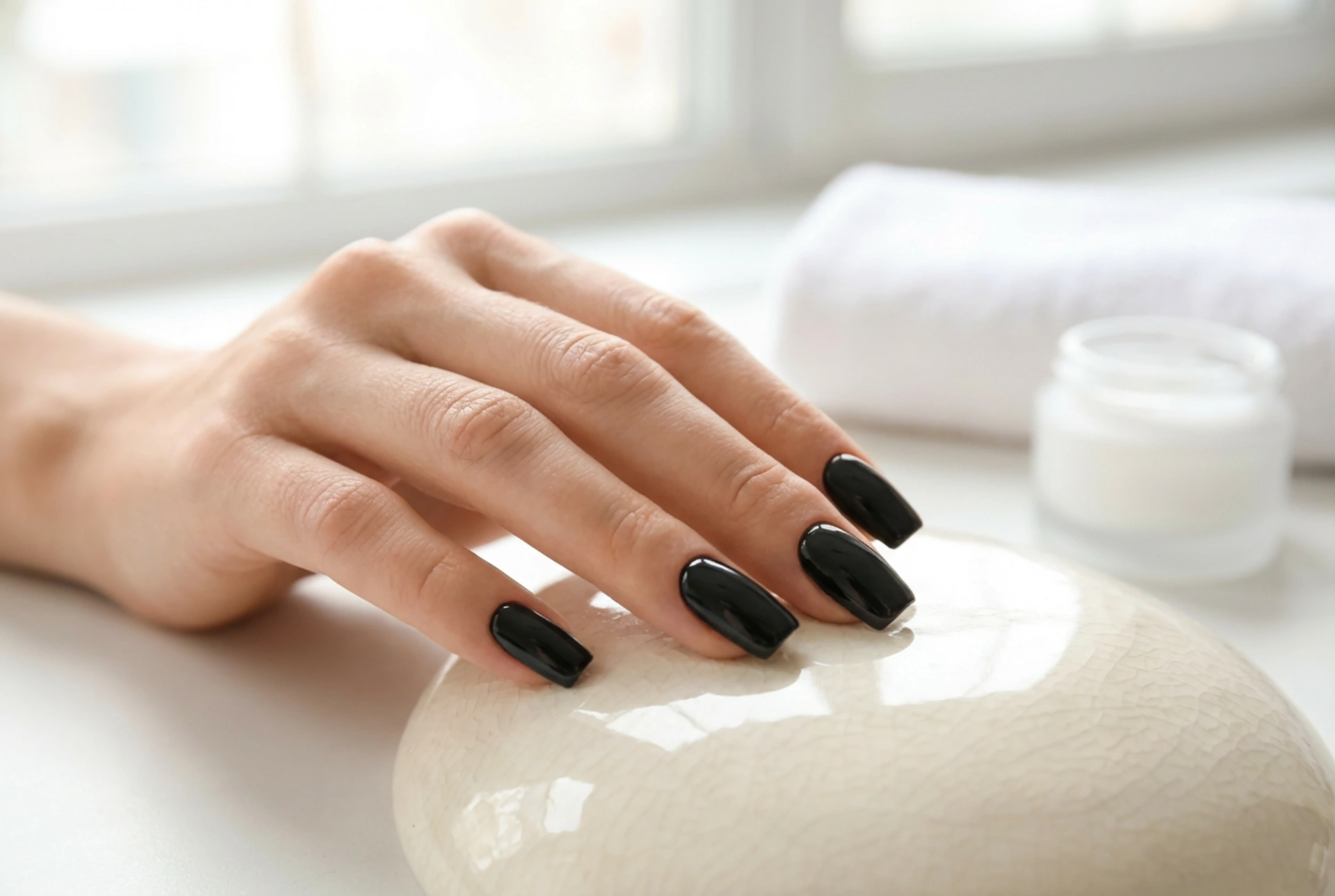 Unhas Quadradas Pretas: Bordas Precisas, Cobertura e Acabamento