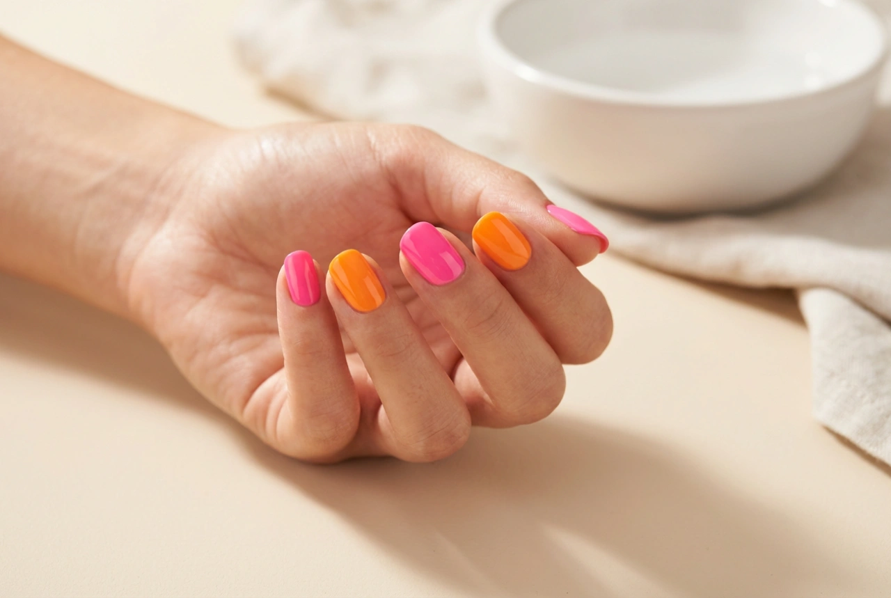 Unhas de néon para o verão: preparação da placa e cobertura uniforme