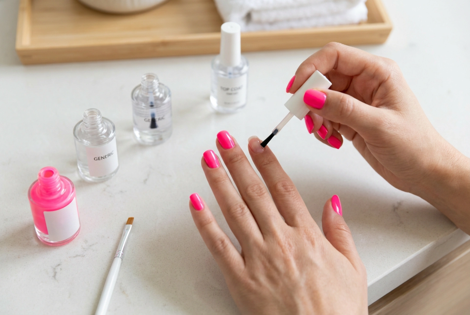 Unhas rosa neon passo a passo: base, camadas e top coat
