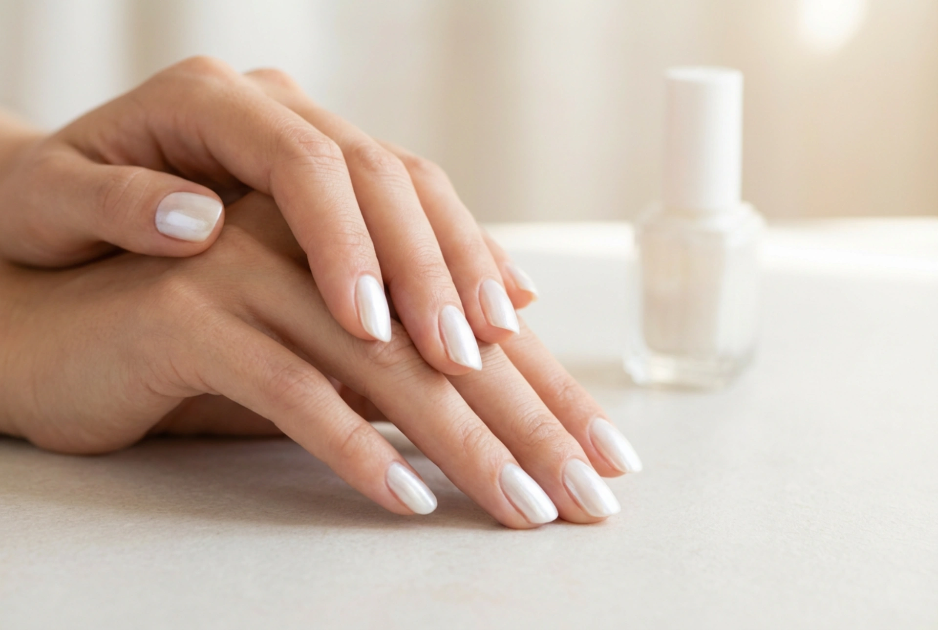 Unhas brancas peroladas: aplicação de esmalte perolado sem manchas