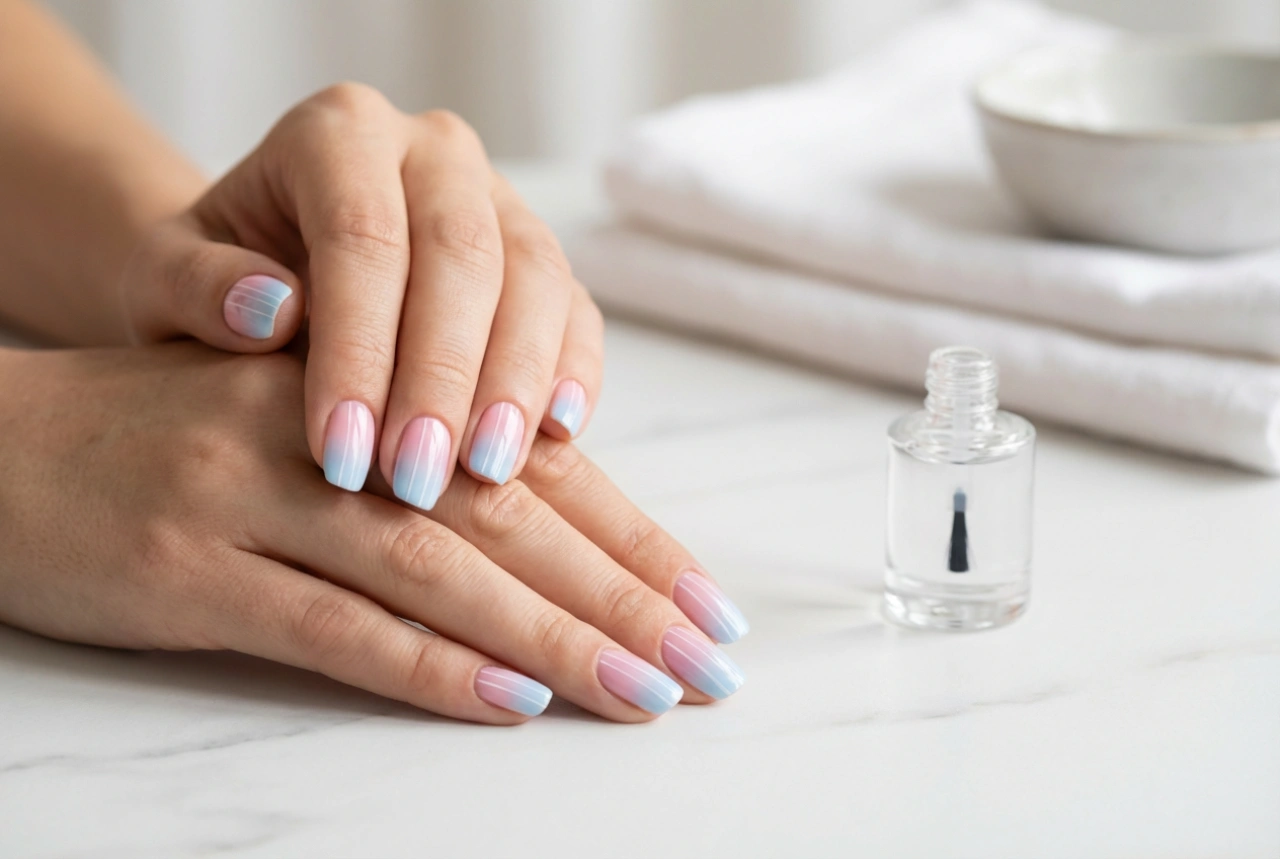 Unhas rosa e azul: ombré, listras e como proteger a cor