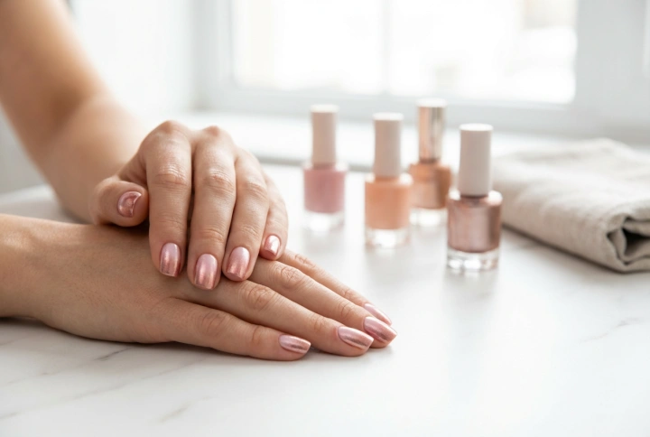 Unhas rosa e dourado rosé: como combinar o rosa com o brilho metálico