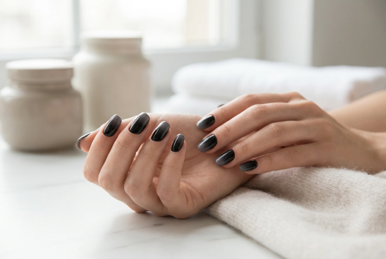 Unhas pretas com efeito ombré: transições suaves, efeito esfumado e erros a evitar