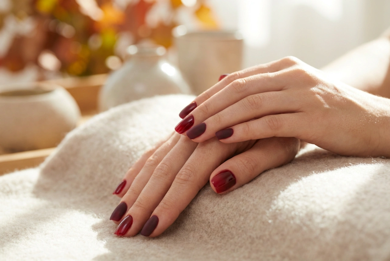 Unhas ombre vinho: combinações de outono e acabamentos fosco ou brilhante