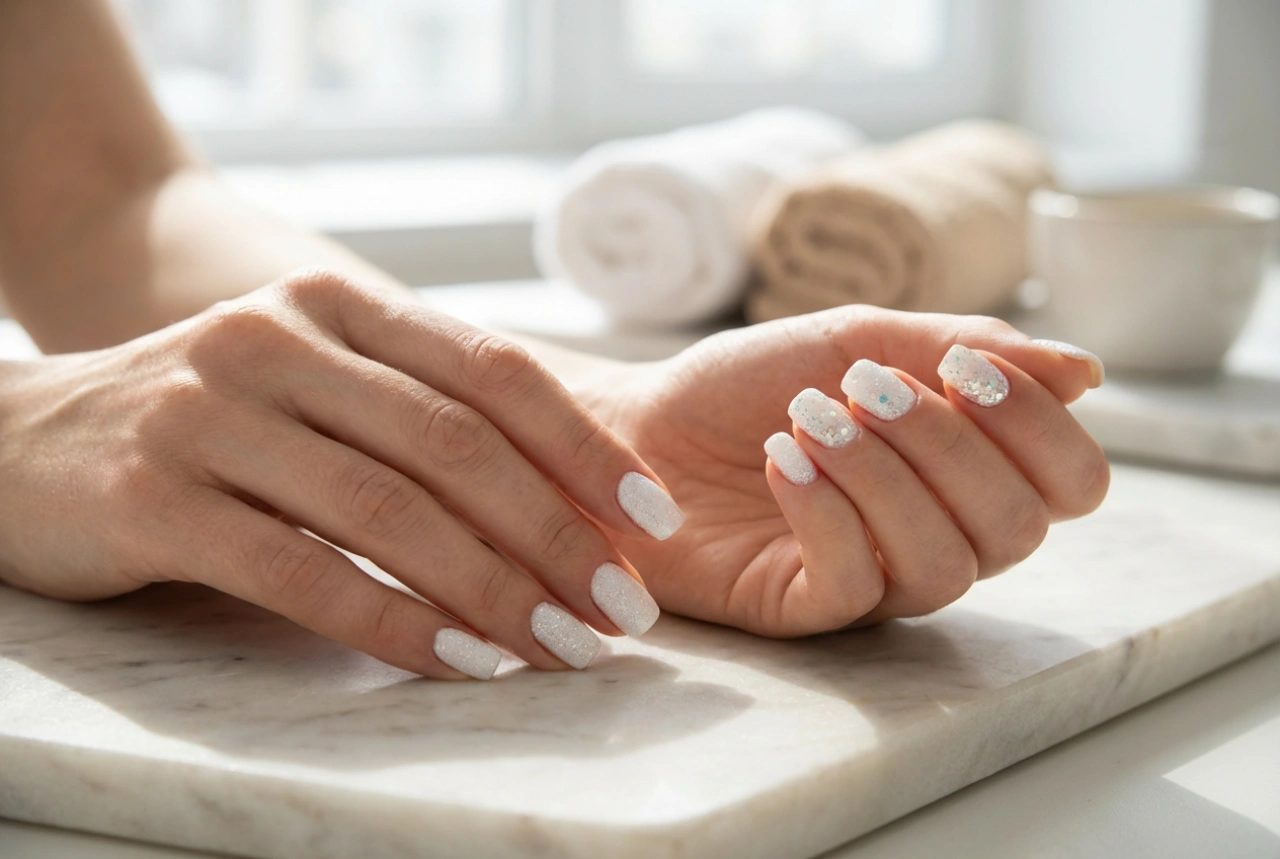 Unhas brancas com glitter: do brilho delicado ao glitter marcante